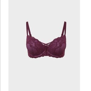 PURPLE CORSET LACE PUSH-UP PLUNGE BRA